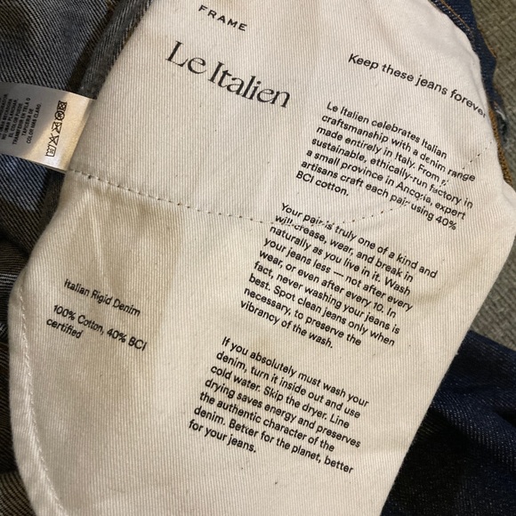Frame Le Italien Rigid Denim Wide Leg Crop Jeans, Dark Blue Wash Size 25 - Picture 9 of 12